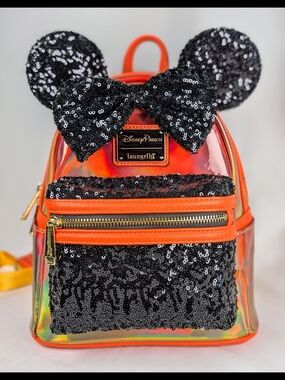 Disney Parks x Loungefly Sequin Minnie Mouse Mini Backpack Iridescent Holographc